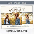 editable photo graduation party invitation template digital download high school college grad party